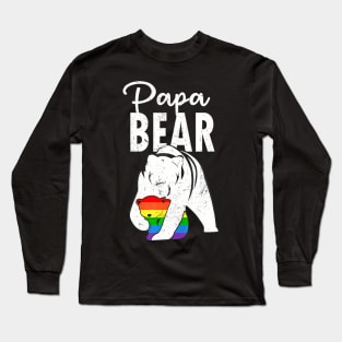 Papa Bear Gay Pride Flag LGBT Dad Camping Father Day Long Sleeve T-Shirt